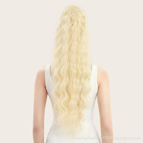 Rebecca Long Clip In Synthetic Hair Extensions Ponytail Heat Resistant Fiber Wrap Around Hairpiece Curly Straight Pony Tail